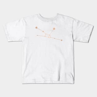 Taurus Zodiac Constellation in Rose Gold Kids T-Shirt